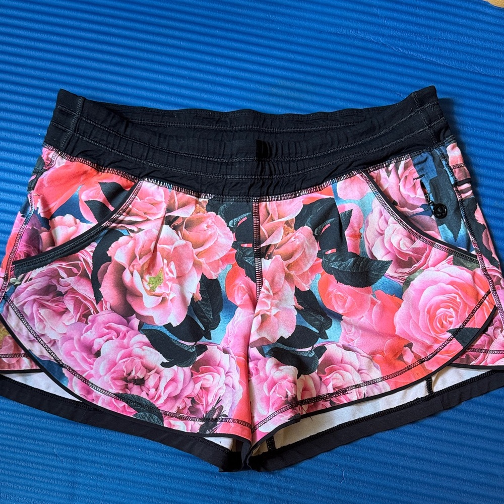 lululemon athletica Pink Floral Running Shorts